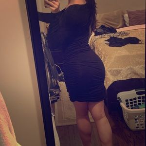 Express shirred long sleeve mini dress